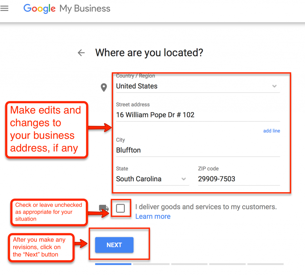 google my business page for local business